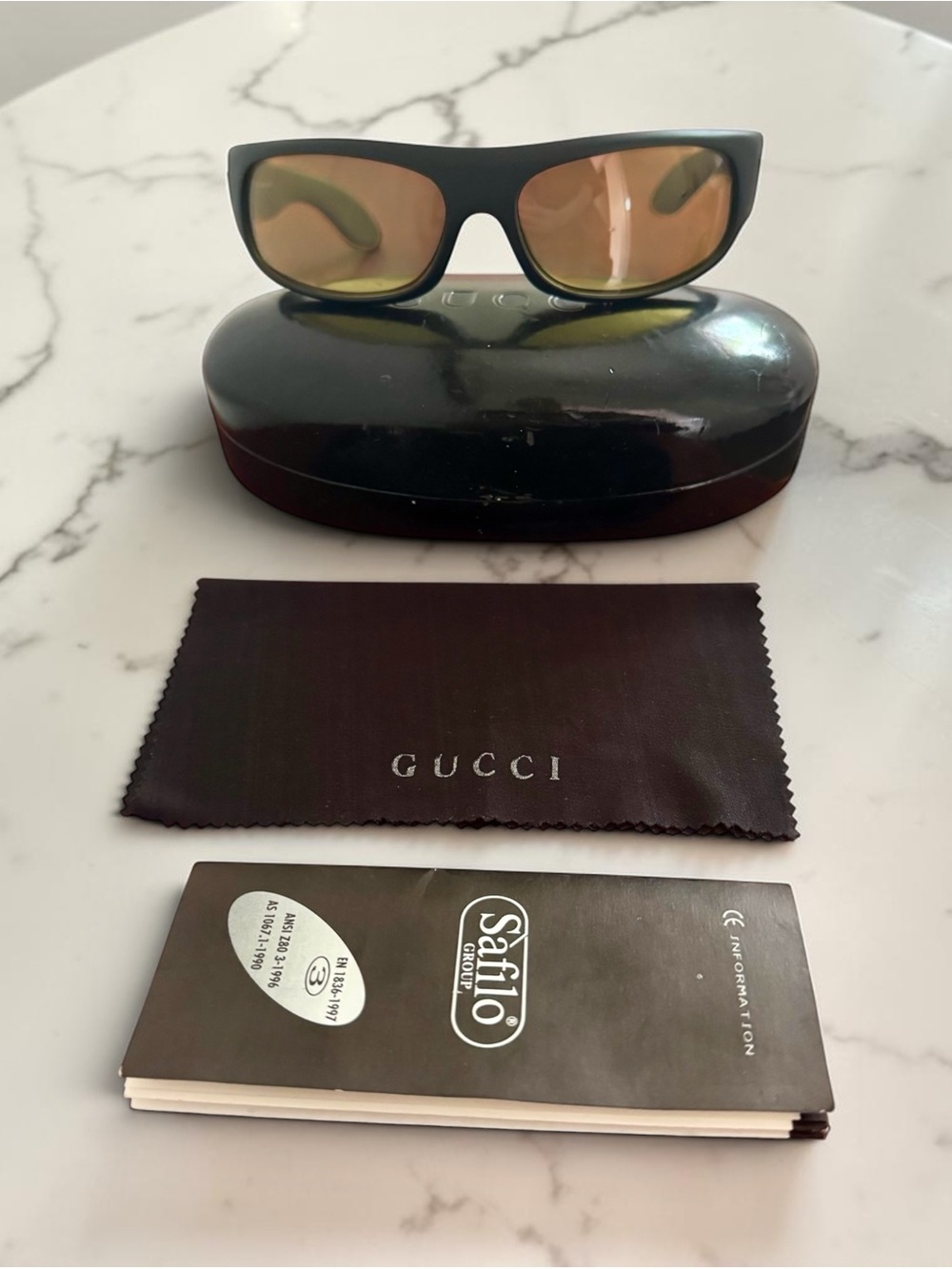 Gucci x Tom Ford Black Frame Sunglasses with Amber Lenses
